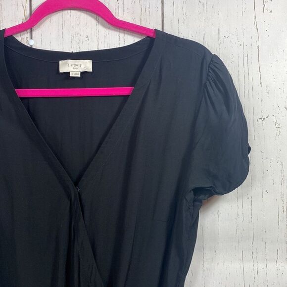 Loft Womens Black Beachy Short Sleeve Tie Romper - Picture 3 of 14